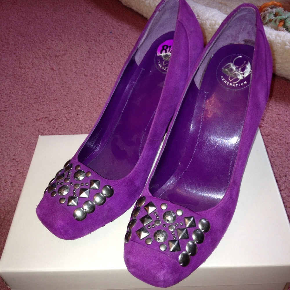 🎉HP🎉 BCBGeneration Shoes 8.5 Purple Studded Chunky Heel